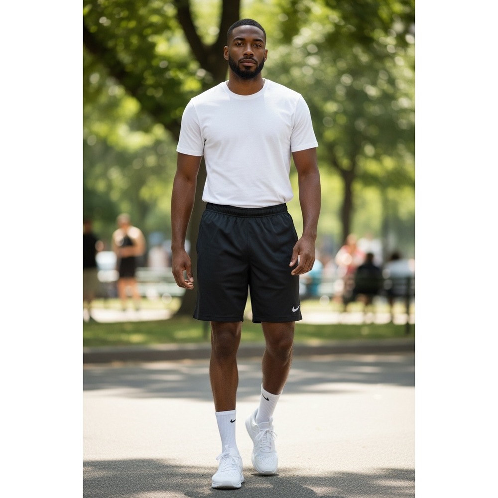 Nike Dri-FIT Mens Black Training Athletic Shorts Size M Mesh Running Gym